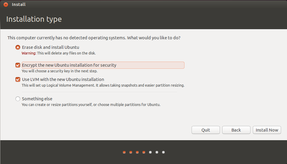 Ubuntu installation type encrypted